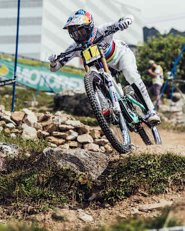 Myriam Nicole performs at UCI DH World Cup in Lenzerheide, Switzerland on September 4, 2021. 