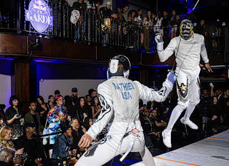 Miles Chamley-Watson fencing at Red Bull En Garde 2022 in New York