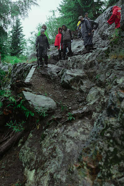 A close up of the rocks that will line the Red Bull Hardline course in British Columbia. 