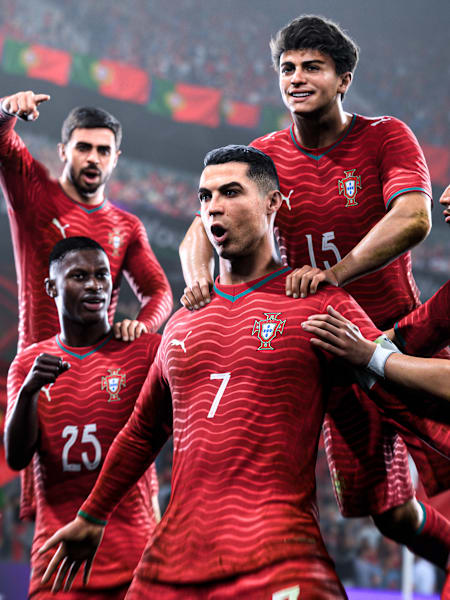 Les joueurs du Portugal célèbrent un but dans le jeu EA Sports FC 26.