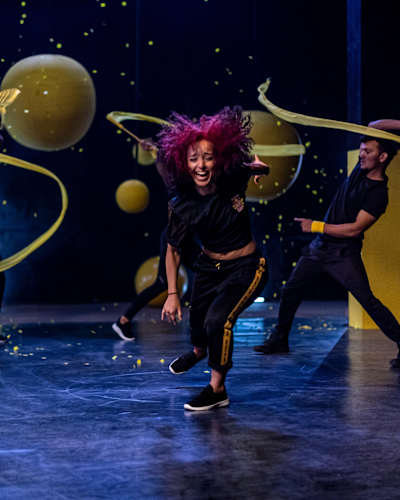 B-Girl Sarah Bee performs behind the scenes during the filming of Red Bull BC One Anthem in Mumbai, India on May 28, 2019.