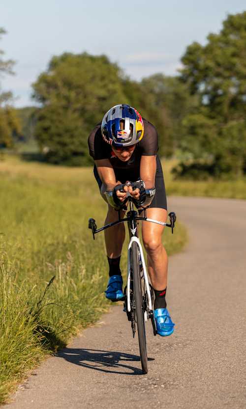 Daniela Ryf cycles outside of Solothurn, Switzerland on May 27, 2022. 