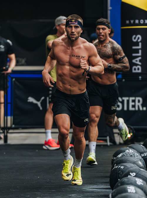 Jake Dearden i aksjon på HYROX verdensmesterskapet i Nice, Frankrike, den 9. juni 2024.  