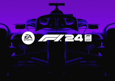 Artwork from F1 24 shows a Formula 1 car with the game's logo.