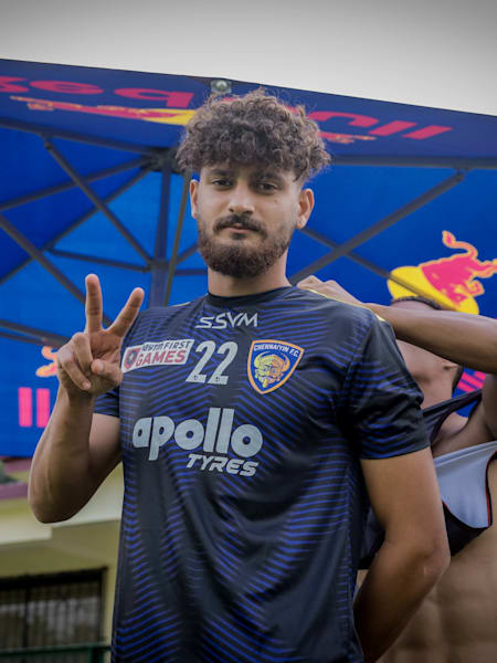 Footballer Deepak Tangri poses for a photo.