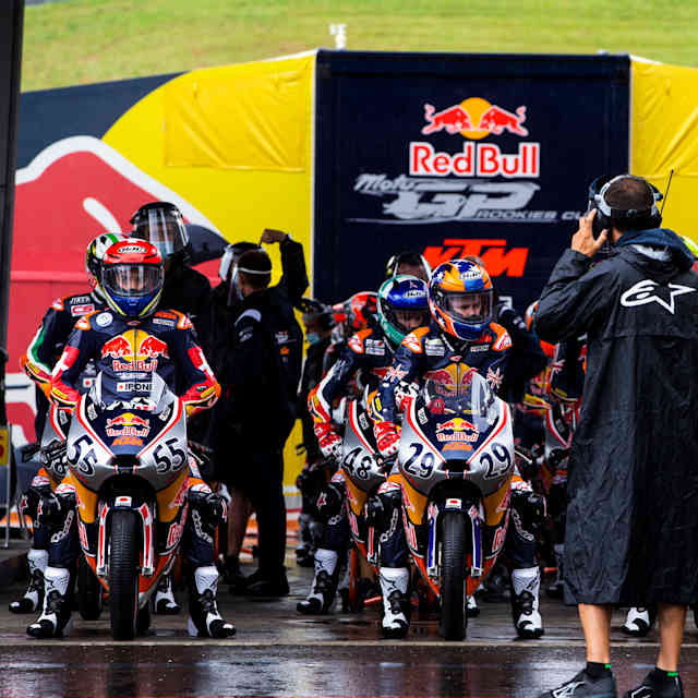 Pedro Acosta performs during the 7th stop of the Red Bull MotoGP Rookies Cup 2019 in Aragon, Spain on September 22, 2019.