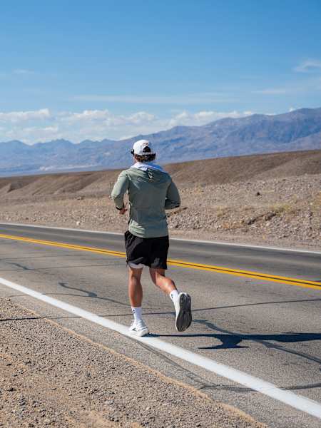 Red Bull athlete Arda Saatçi running during 2026 Red Bull Cyborg Season Ultra 600 in Death Valley, CA, USA on May 5, 2026.