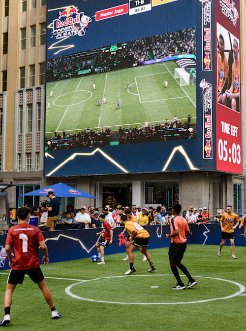 Fans watch Red Bull Coded Cleats at Dallas Discovery District  