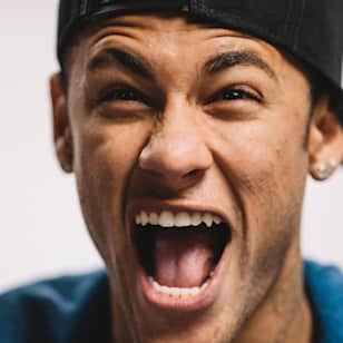 Neymar has fun at a photoshoot for Neymar Jr's Five in Barcelona.