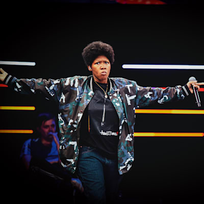 Marithea is seen during the Red Bull Batalla de los Gallos National Final in Bogotá, Colombia on September 11, 2021. 