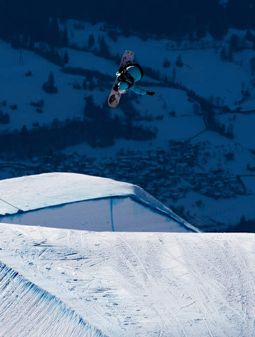 Snowboarder Su Yiming performs at the Laax Open in Laax, Switzerland on January 18, 2025.   