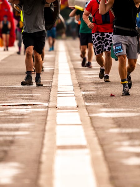 Competitors run during Red Bull Urban Portage event in Minneapolis