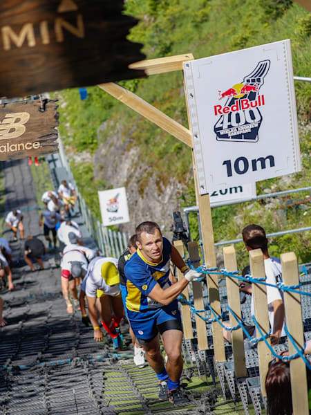 Participants at the finish on the 400 metre Wielka Krokiew COS ski-jump during the Red Bull 400 at Zakopane, Poland on June 29, 2019.