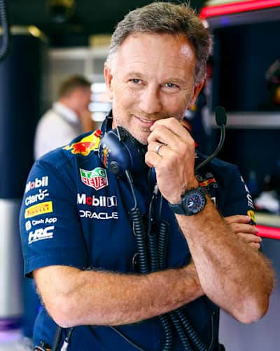 Team principle Christian Horner OBEpictured inside the Orcale Red Bull Racing team garage.