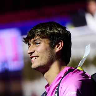 Flavio Cobolli carries his racket during Red Bull Bassline in Vienna, Austria, on 18 October 2024.