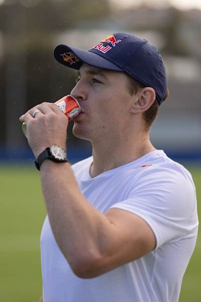  Beauden Barrett drinking Red Bull