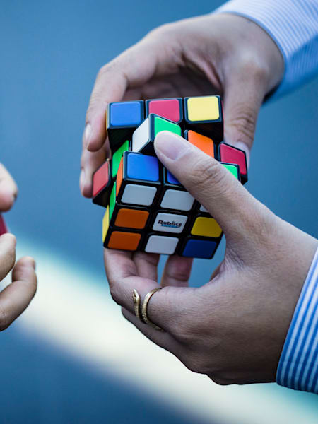 Detail seen during the Red Bull Rubik’s Cube World Championship demonstration in Fuschl, Austria on October 14, 2017.