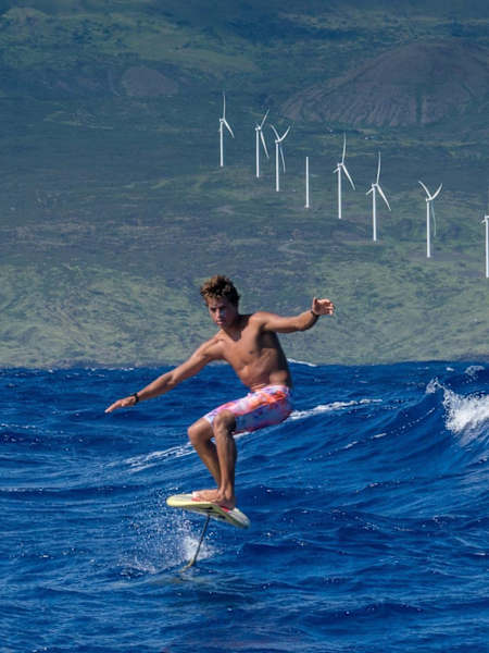 Kai Lenny's downwind journey on a hydrofoil.
