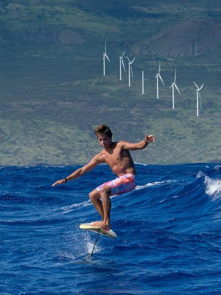 Kai Lenny's downwind journey on a hydrofoil.