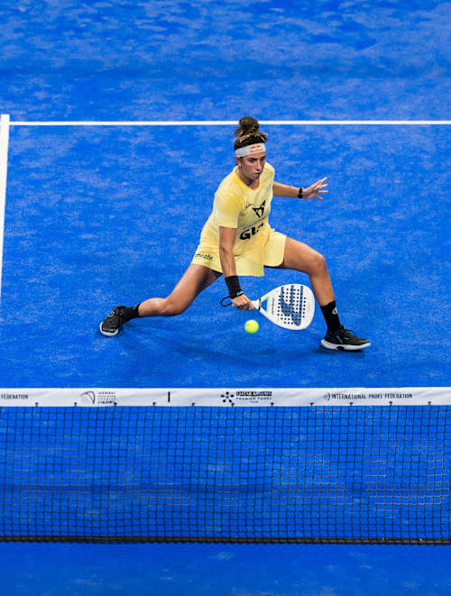 Beatriz González and Claudia Fernandez show skill and power at Ooredoo Qatar Major Premier Padel in Doha, Qatar, as they compete on the blue padel court in April 2025