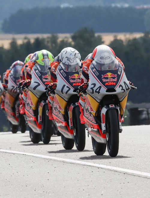 On July 13, 2025, Zen Mitani powers ahead during Race 2 of the Red Bull MotoGP Rookies Cup Stop 5 at Sachsenring, Germany, capturing the thrill of Red Bull's rising stars