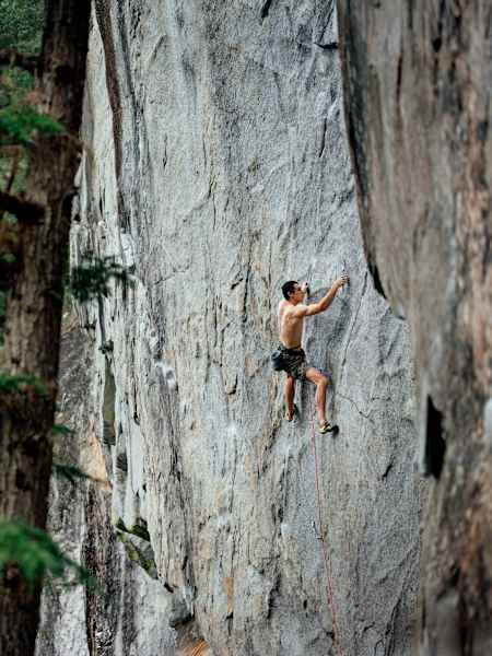 McArthur climbs Spirit Quest (V17) in Paradise Valley, Squamish, Canada
