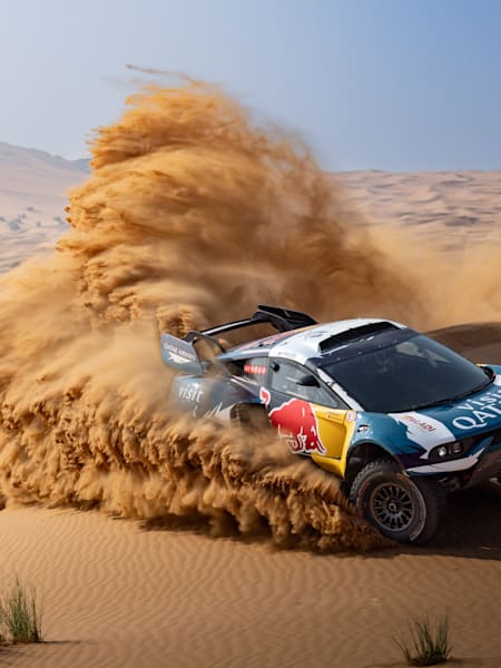 Nasser Al-Attiyah and Mathieu Baumel for Prodrive Hunter perform during Testing for Dakar 2024 in Dubai, UAE on November 8, 2023.