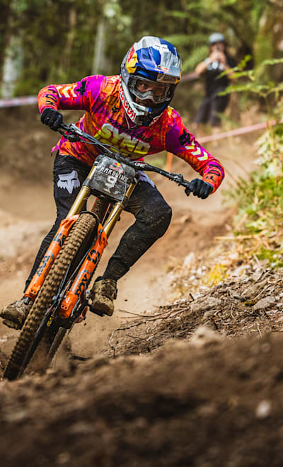 Laurie Greenland participates at Red Bull Hardline in Maydena Bike Park, Australia on February 24, 2024.
