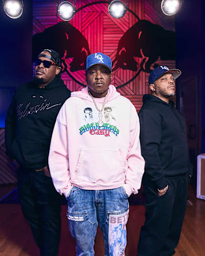 Jadakiss, Styles P, and Sheek Louch at Red Bull's recording studio.
