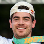 Loic Bruni poses for a portrait after winning the Taniwha Downhill at Crankworx in Rotorua, NZ on March 19, 2023