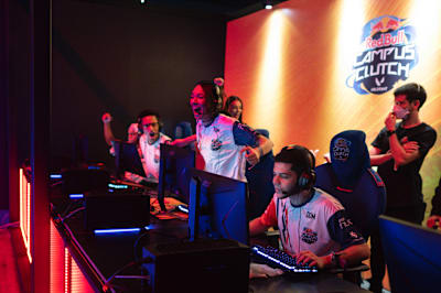 Team Dominican Republic celebrate during the Red Bull Campus Clutch World Final in Sāo Paulo, Brazil on December 14, 2022.