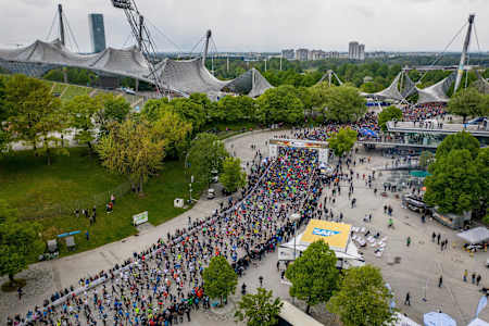 Participants are seen during the sixth edition of the Wings for Life World Run in Munich, Germany on May 5, 2019.