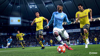 Captura de pantalla del Manchester City y Borussia Dortmund en FIFA 20.