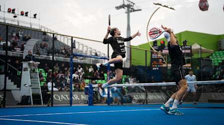 Franco Stupaczuk and Juan Lebron  during the semi finals of the Riyadh Premier Padel P1 in Riyadh, Saudi Arabia on February 16, 2025. 