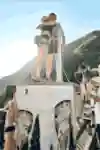 In 2024, Jakob Schubert hugs Jessica Pilz atop a Red Bull-branded platform after winning the Red Bull Dual Ascent competition in Verzasca, Switzerland