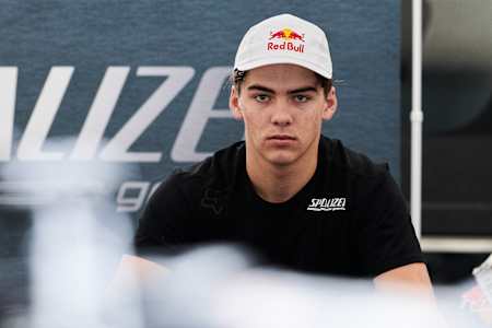 Finn Iles seen during UCI Downhill World Cup in Maribor, Slovenia on April 27, 2019