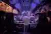 A photo of looking out from behind the decks of legendary Ibiza club, Amnesia.