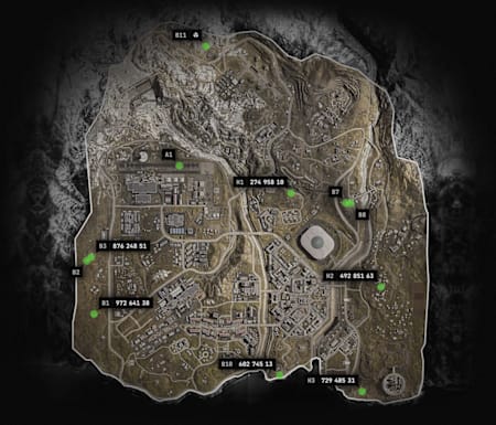 Bunker Karte mit Zugangscodes