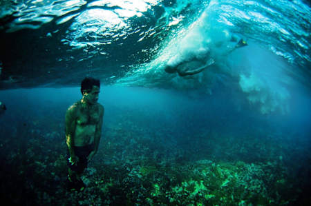 Bodysurfers in Tahiti