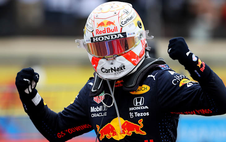 Max Verstappen comemorando a vitória no GP da França