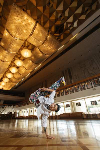B-Boy Hong 10 posing for a portrait at Red bull Bc One Kazakhstan Cypher in Almaty, Kazakhstan on June 18, 2022 