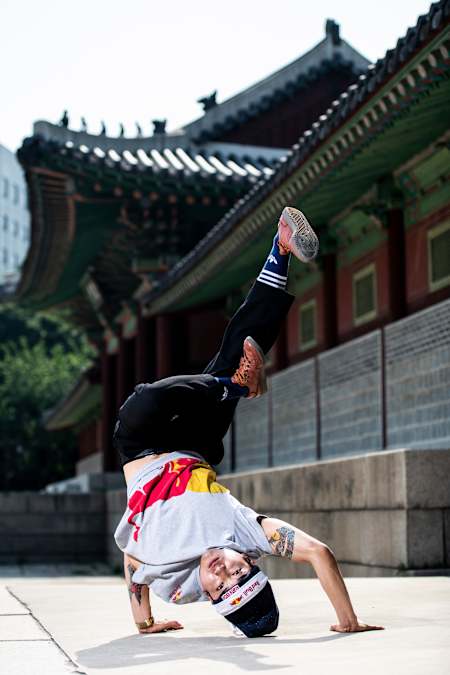 B-Boy Hong 10 poses for a portrait prior to the Red Bull Bc One Camp Korea in Downtown Seoul, South Korea on May 24, 2019. 