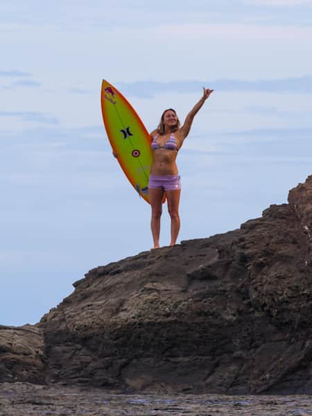 Carissa Moore's Costa Rican shaka game is strong.