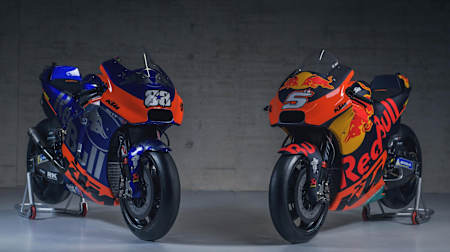 Red Bull KTM Tech3 Team and Red Bull KTM Factory Racing Team bikes