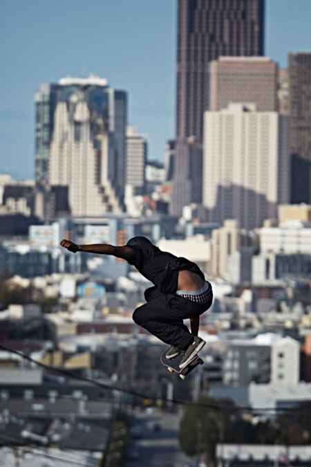 A competitor performs during the Red Bull Steep Crest in San Francisco, California, United States on November 15, 2014. 