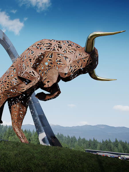 A screenshot of the statue at the Red Bull Ring in GRID