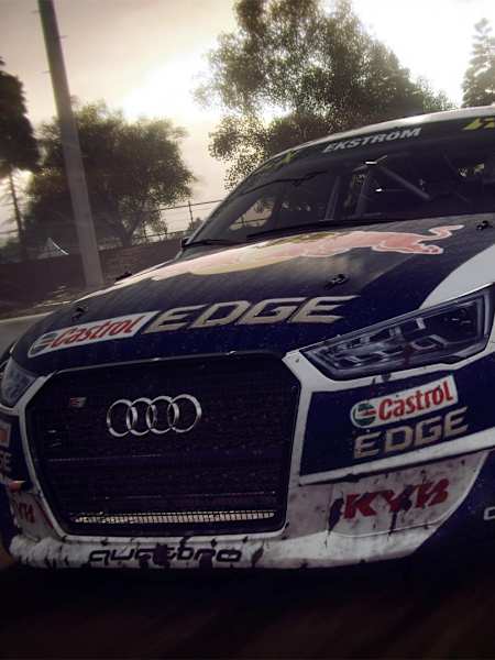 Exclusive screenshot of a Red Bull sponsored vehicle in DiRT Rally 2.0.