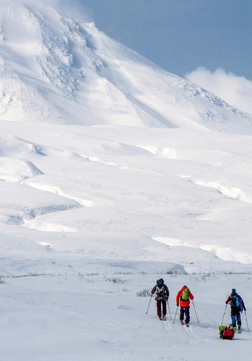 Auf Einem Russischem Vulkan Skifahren