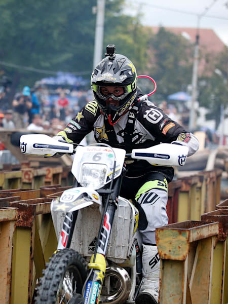 Billy Bolt and Taddy Błażusiak in action during the prologue stage at Red Bull Romaniacs in Sibiu, Romania, on July 24, 2018.