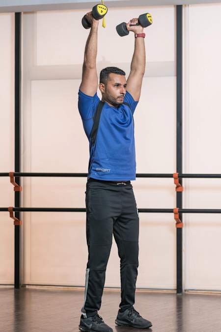 Bicep Hammer curls with Shoulder Front Dumbbell Press